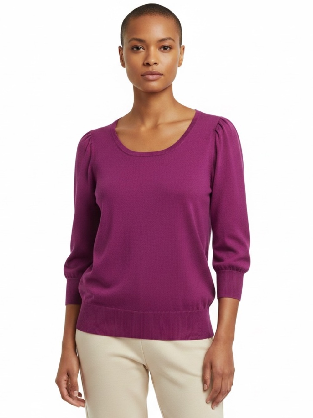 LOFT Vibrant Purple Long-Sleeve Knit Top